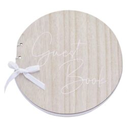 Rond houten gastenboek