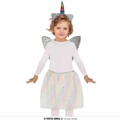 Regenboog unicorn verkleedset met vleugels - diadeem, tutu