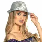Hoed Popstar sequins zilver