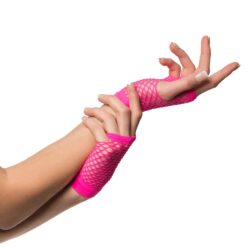 Vingerloze visnet handschoenen NEON Roze (per paar)
