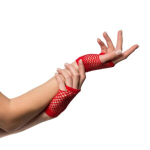 Vingerloze visnet handschoenen Rood (per paar)