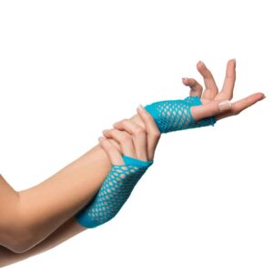 Vingerloze visnet handschoenen Turquoise (per paar)