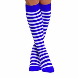 Kniekousen - Kobalt Blauw-Wit gestreept (one size)
