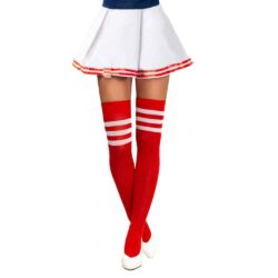 Kniekousen hoog model Cheerleader- Rood/Wit (one size)