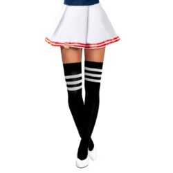 Kniekousen hoog model Cheerleader- Zwart/Wit (one size)