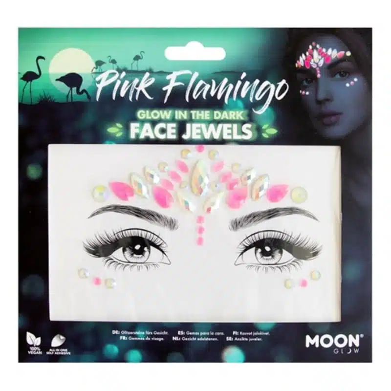 Face jewels Pink Flamingo glow in the dark Face jewels Pink Flamingo glow in the dark