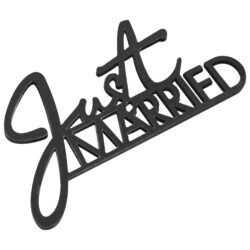 Zwarte houten tafelbordjes “Just Married“ - 7 x 12 cm