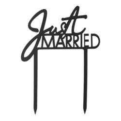 Zwarte acryl “Just Married” bruidstaart topper
