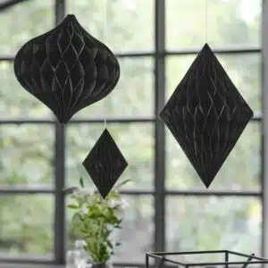 Zwarte Honingraat Papieren Hangdecoraties - 3 stuks