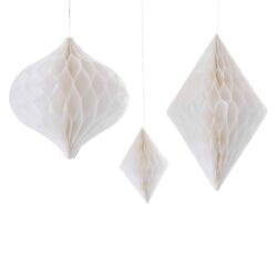 Witte Honingraat Papieren Hangdecoraties - 3 stuks
