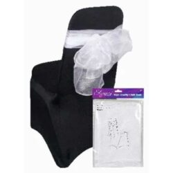 Organza stoelstrik wit - 3 m x 27 cm