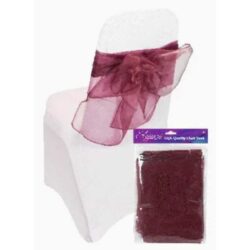 Organza stoelstrik burgundy - 3 m x 27 cm