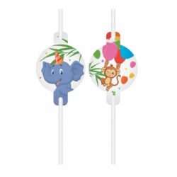 Papieren rietjes jungle party - 4 stuks