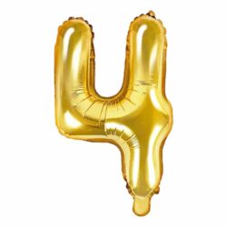 Gouden folieballon cijfer 4 - 35 cm Gouden folieballon cijfer 4 - 35 cm