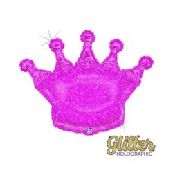 Folieballon roze glitter kroon - 86 cm