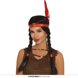 Indianen pruik met vlechten