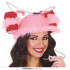 Roze drinkhelm met veren