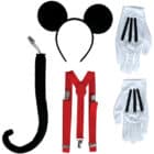 Accessoireset Mickey Mouse - handschoenen, oren, staart en bretels