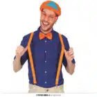 Oranje set - pet, strik, bril, bretels