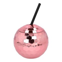 Discobal drinkbeker met rietje Rose Gold Discobal drinkbeker met rietje Rose Gold