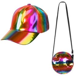 Accessoireset Holo regenboog (heuptasje en pet)