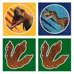 T-Rex stickervellen - 4 stuks - 20 x 20 cm