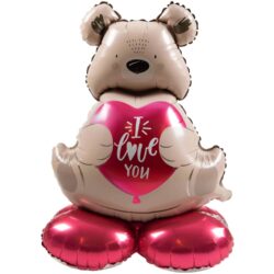 Staande Folieballon - Ombre Love - Bruine beer "I love you" - 66 cm