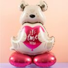 Staande Folieballon - Ombre Love - Bruine beer "I love you" - 66 cm