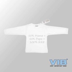 Baby T-Shirt 50%Mama+50%Papa=100% IKKE (Wit)-(0-3 mnd)