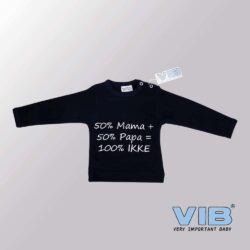 Baby T-Shirt 50%Mama+50%Papa=100% IKKE (Navy)-(3-6 mnd)
