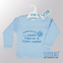 Baby T-Shirt SSST Papa en ik kijken voetbal (Blauw)-(0-3 mnd)