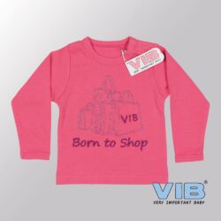 Baby T-Shirt Born To Shop (Roze)-(0-3 mnd)