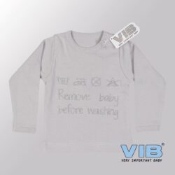 Baby T-Shirt Remove Baby before washing (Grijs)-(0-3 mnd)