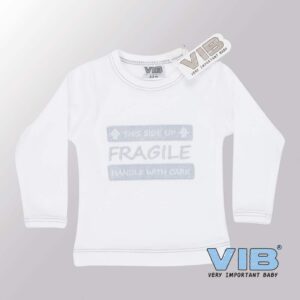 Baby T-Shirt This side up. Fragile, Handle with care (Wit)-(0-3 mnd)