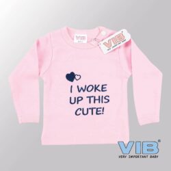 Baby T-Shirt I woke up this Cute (Roze)-(0-3 mnd)