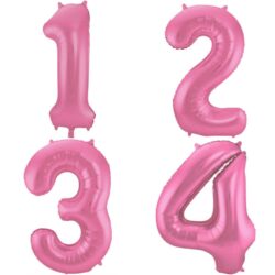 Cijferballonnen Roze Metallic Mat