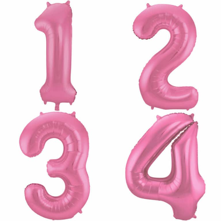Cijferballonnen Roze Metallic Mat