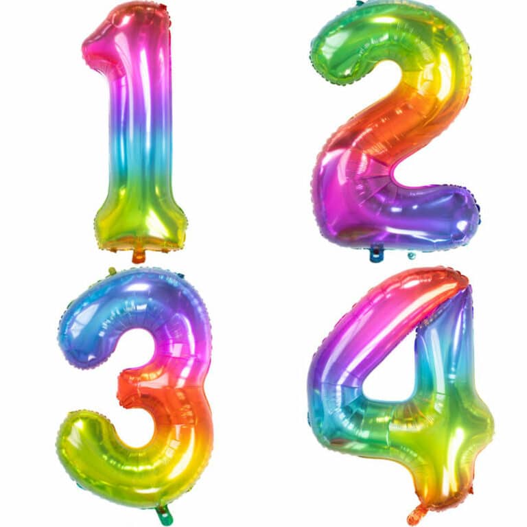 Cijfer ballonnen regenboog