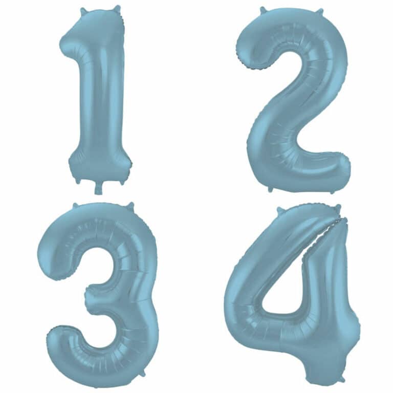 Cijfer ballonnen Pastel Blauw Mat