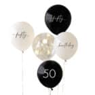 Zwart Nude Confetti 50 jaar ballonnen (5 stuks)