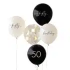 Zwart Nude Confetti 50 jaar ballonnen (5 stuks)