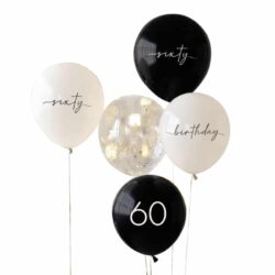 Zwart Nude Confetti 60 jaar ballonnen (5 stuks)