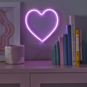 Roze neon LED licht hart 20 cm