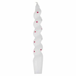 Gedraaide dinerkaarsen met hartjes - 2 stuks - 24 cm (H)