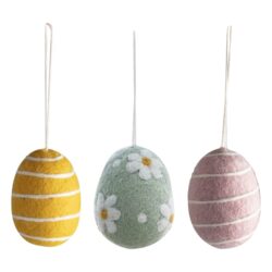 Paas boomdecoraties gevilte eieren - 3 stuks