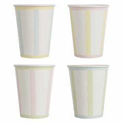 Bekers (papier) -Papieren pastel kleuren - 8 stuks - 220 ml