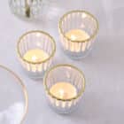 Glazen waxinelichthouders met gouden rand - 3 stuks