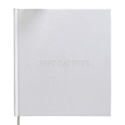 Witte embossed bruiloftsfotoalbum 'Best Day Ever' - Engelstalig
