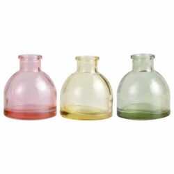 Bloemenvaasjes gekleurd glas - 3 stuks