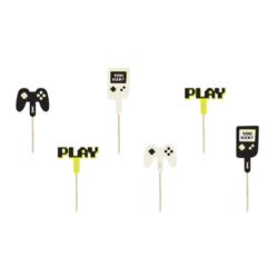 Cupcake toppers gamer assorti - 10,5 cm (6 stuks) Cupcake toppers gamer assorti - 10,5 cm (6 stuks)